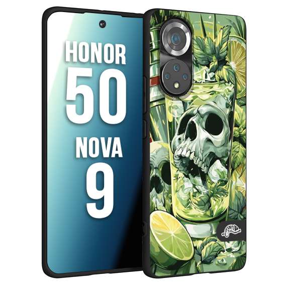 CUSTOMIZZA - Custodia cover nera morbida in tpu compatibile per Huawei Nova 9 - Honor 50 Mojito cocktail teschio illustrazione drink lime menta ghiacci tropicale street art
