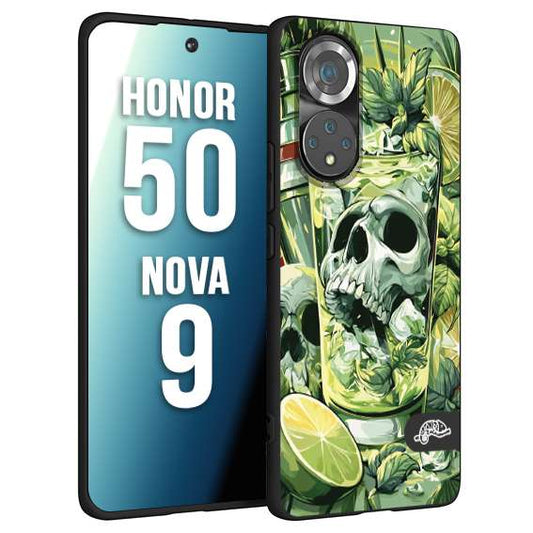 CUSTOMIZZA - Custodia cover nera morbida in tpu compatibile per Huawei Nova 9 - Honor 50 Mojito cocktail teschio illustrazione drink lime menta ghiacci tropicale street art