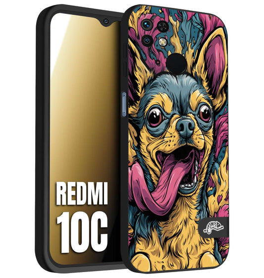 CUSTOMIZZA - Custodia cover nera morbida in tpu compatibile per Xiaomi Redmi 10C Chihuahua illustrazione cane pop art cane street art cartone animato