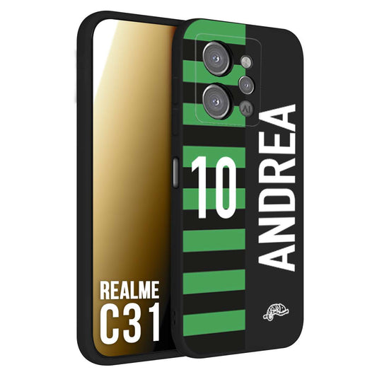 CUSTOMIZZA - Custodia cover nera morbida in tpu compatibile per Realme C31 personalizzata calcio football nome e numero calciatori neroverde