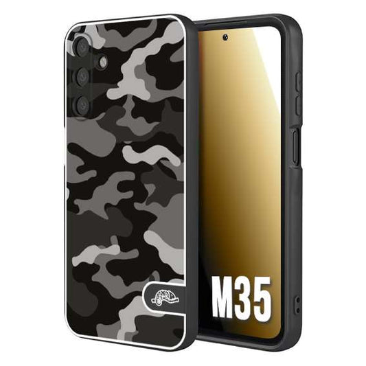CUSTOMIZZA - Custodia cover nera morbida in tpu compatibile per Samsung M35 camouflage mimetico militare nero black grigio