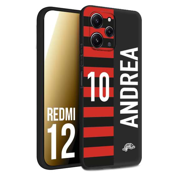 CUSTOMIZZA - Custodia cover nera morbida in tpu compatibile per Xiaomi Redmi 12 personalizzata calcio football nome e numero calciatori rossonera