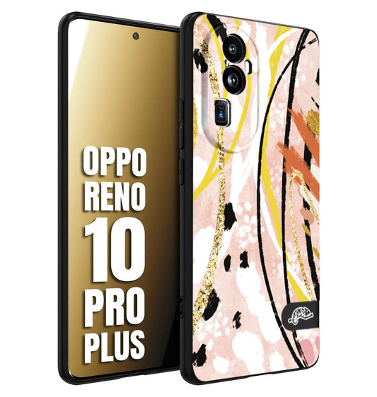 CUSTOMIZZA - Custodia cover nera morbida in tpu compatibile per Oppo Reno 10 PRO PLUS fiori astratti donna zebrato leopardato fantasia dorata gialla rosa colorata