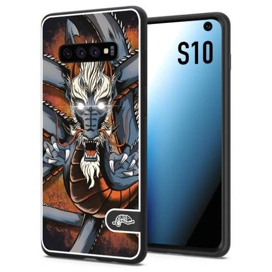 CUSTOMIZZA - Custodia cover nera morbida in tpu compatibile per Samsung S10 drago giapponese tattoo japan dragon