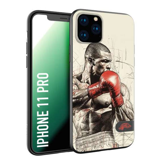 CUSTOMIZZA - Custodia cover nera morbida in tpu compatibile per iPhone 11 PRO pugilato pugili disegno tattoo guantoni box sport ring