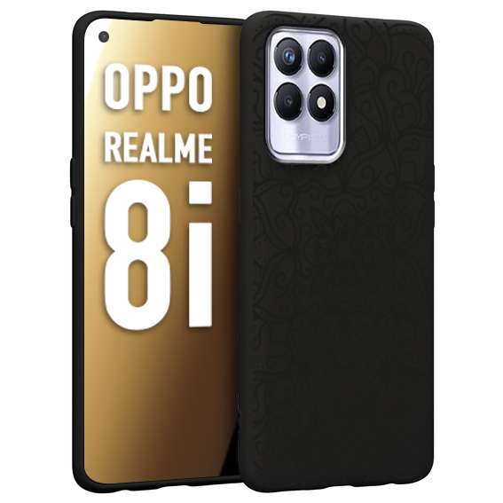CUSTOMIZZA - Custodia cover nera morbida in tpu compatibile per Realme 8i mandala nero fiore vedo non vedo donna