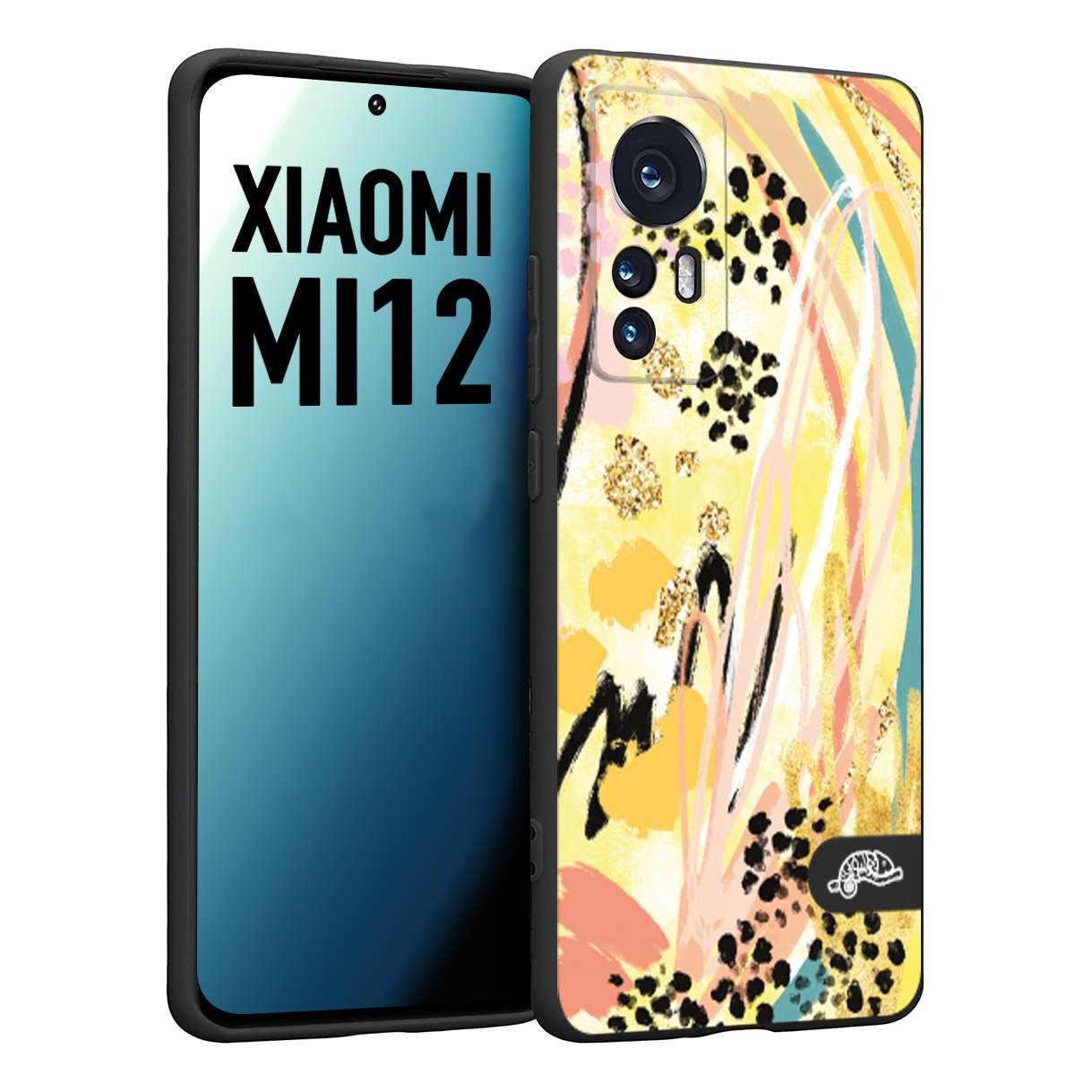 CUSTOMIZZA - Custodia cover nera morbida in tpu compatibile per Xiaomi 12 5G astratti donna flower fantasia estate gialla rosa leopardata