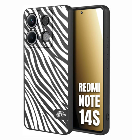 CUSTOMIZZA - Custodia cover nera morbida in tpu compatibile per Xiaomi Redmi Note 14S zebrata maculata a rilievo soft touch donna bianca