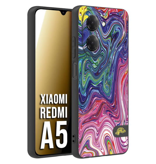 CUSTOMIZZA - Custodia cover nera morbida in tpu compatibile per Xiaomi Redmi A5 colorata fantasia vortice marmo arcobaleno rosa blu fucsia