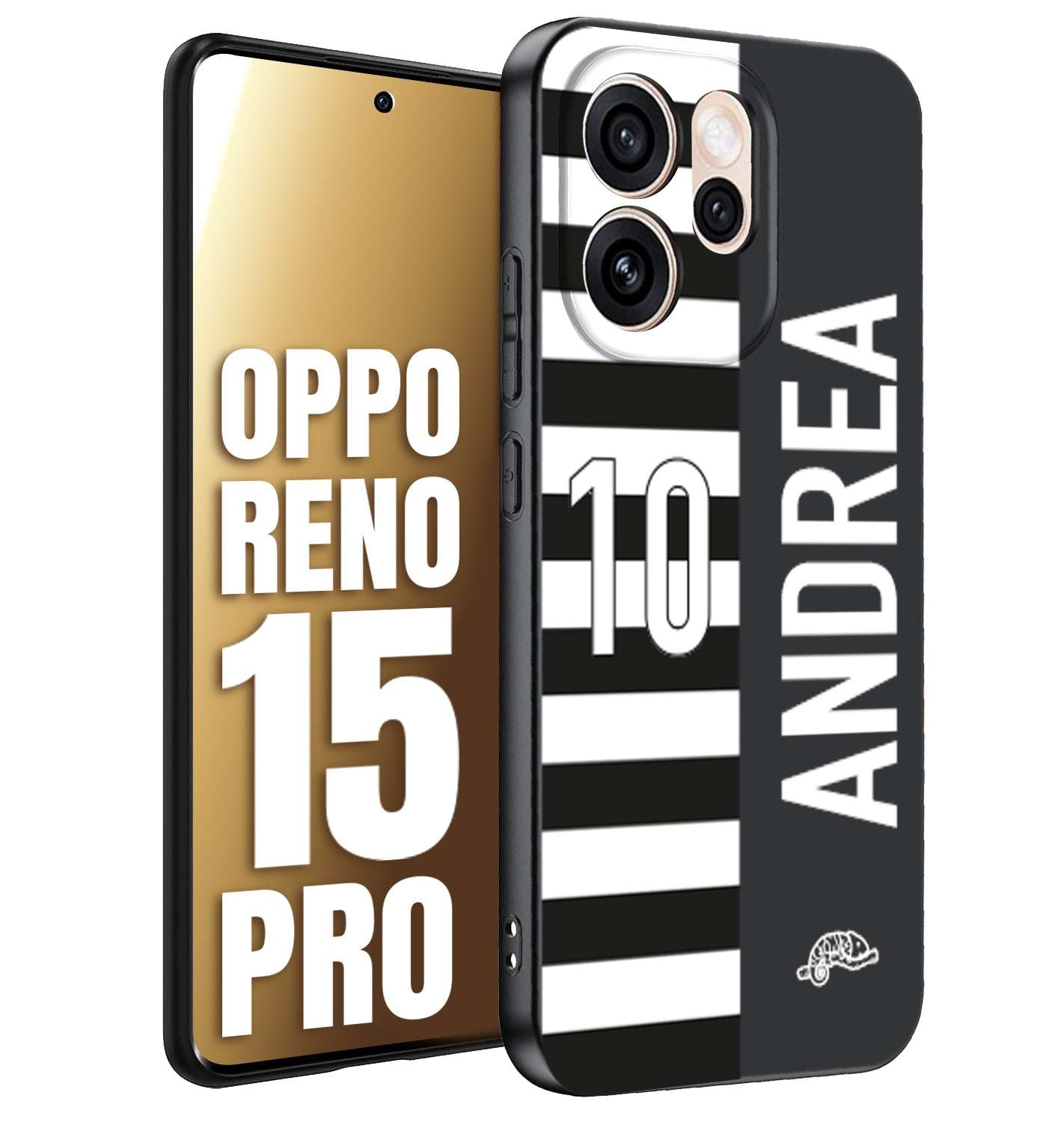 CUSTOMIZZA - Custodia cover nera morbida in tpu compatibile per Oppo Reno 15 PRO personalizzata calcio football nome e numero calciatori bianconera