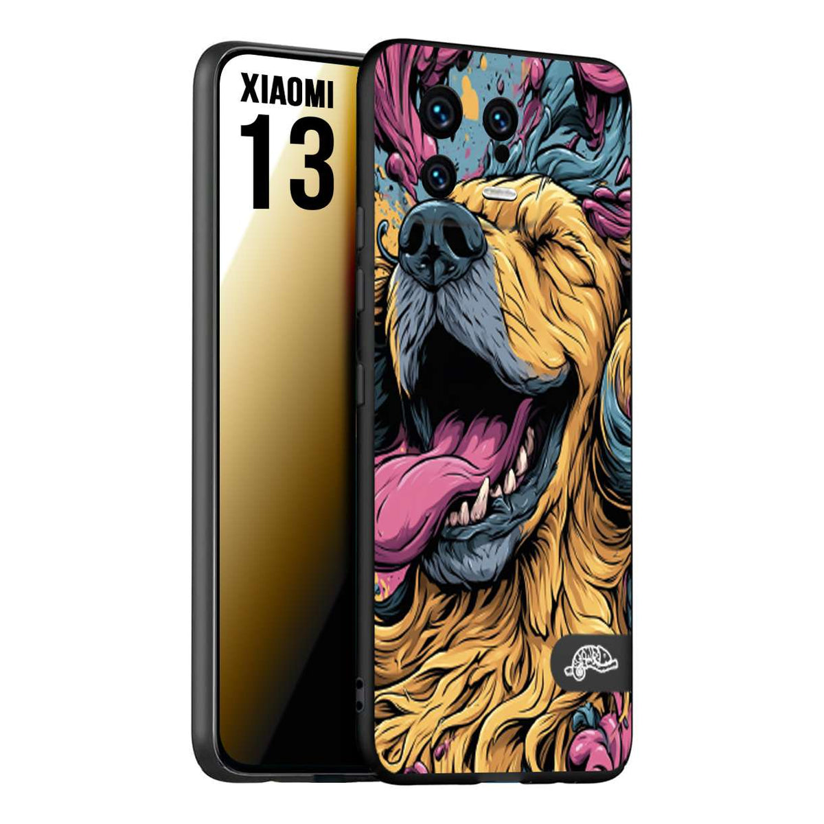 CUSTOMIZZA - Custodia cover nera morbida in tpu compatibile per Xiaomi 13 Golden Retriever illustrazione cane pop art cane street art cartone animato