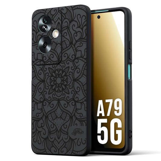 CUSTOMIZZA - Custodia cover nera morbida in tpu compatibile per Oppo A79 5G mandala nero fiore vedo non vedo donna
