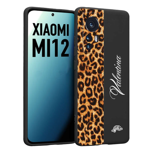 CUSTOMIZZA - Custodia cover nera morbida in tpu compatibile per Xiaomi 12 5G custom nome scritta leopardato maculato donna marrone leopard