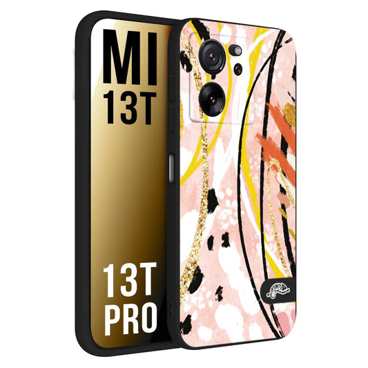 CUSTOMIZZA - Custodia cover nera morbida in tpu compatibile per Xiaomi 13T - 13T PRO fiori astratti donna zebrato leopardato fantasia dorata gialla rosa colorata