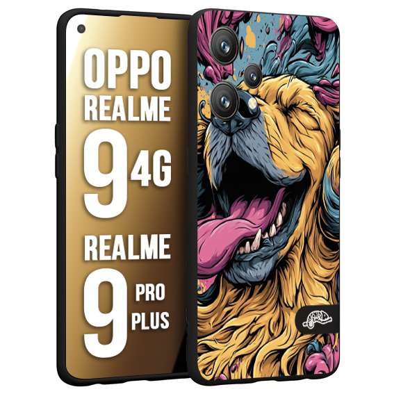 CUSTOMIZZA - Custodia cover nera morbida in tpu compatibile per Realme 9 4G - 9 PRO PLUS Golden Retriever illustrazione cane pop art cane street art cartone animato