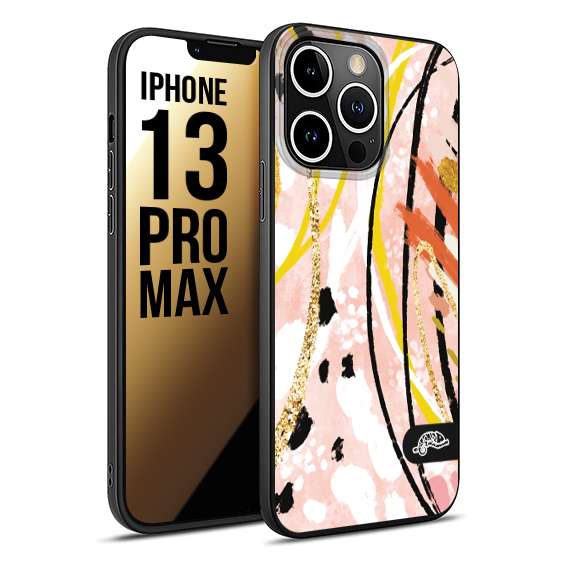 CUSTOMIZZA - Custodia cover nera morbida in tpu compatibile per iPhone 13 PRO MAX fiori astratti donna zebrato leopardato fantasia dorata gialla rosa colorata