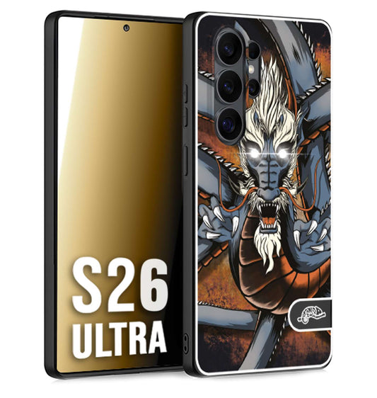 CUSTOMIZZA - Custodia cover nera morbida in tpu compatibile per Samsung S26 ULTRA drago giapponese tattoo japan dragon