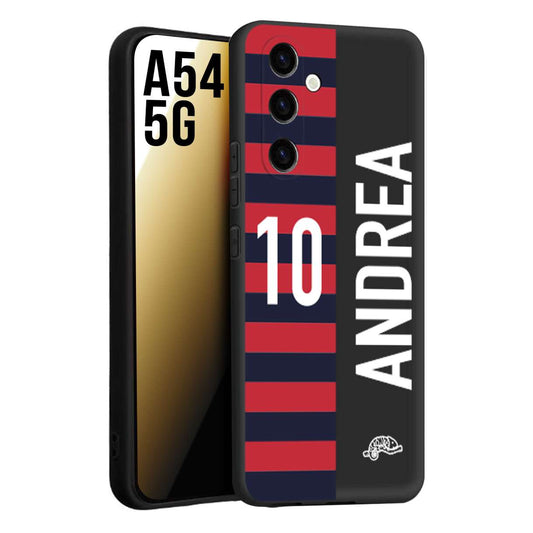 CUSTOMIZZA - Custodia cover nera morbida in tpu compatibile per Samsung A54 5G personalizzata calcio football nome e numero calciatori rossoblu