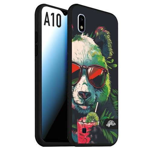 CUSTOMIZZA - Custodia cover nera morbida in tpu compatibile per Samsung A10 estate disegnata cocktails animali simpatici panda mojito