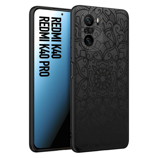 CUSTOMIZZA - Custodia cover nera morbida in tpu compatibile per Xiaomi Redmi K40 - K40 Pro mandala nero fiore vedo non vedo donna