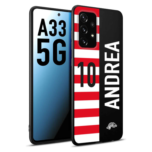 CUSTOMIZZA - Custodia cover nera morbida in tpu compatibile per Samsung A33 5G personalizzata calcio football nome e numero calciatori bianco rossa