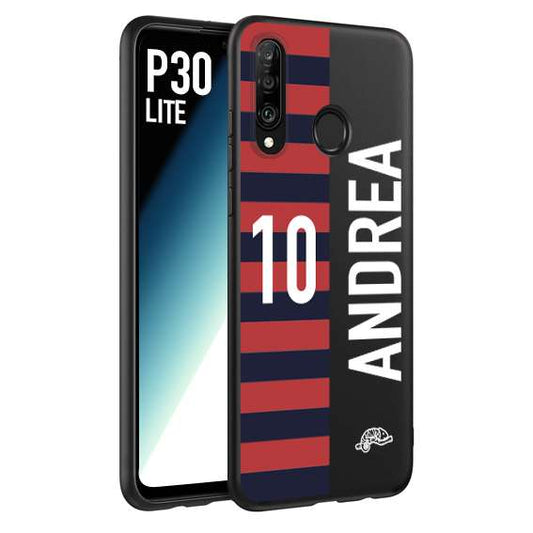 CUSTOMIZZA - Custodia cover nera morbida in tpu compatibile per Huawei P30 LITE personalizzata calcio football nome e numero calciatori rossoblu