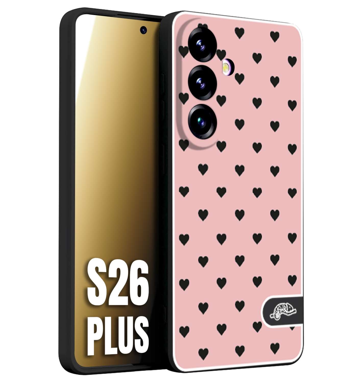 CUSTOMIZZA - Custodia cover nera morbida in tpu compatibile per Samsung S26 PLUS cuori pois rosa donna pin up vintage