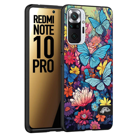 CUSTOMIZZA - Custodia cover nera morbida in tpu compatibile per Xiaomi Redmi Note 12 4G farfalle butterfly moderno donna disegnate gialla blu rosa