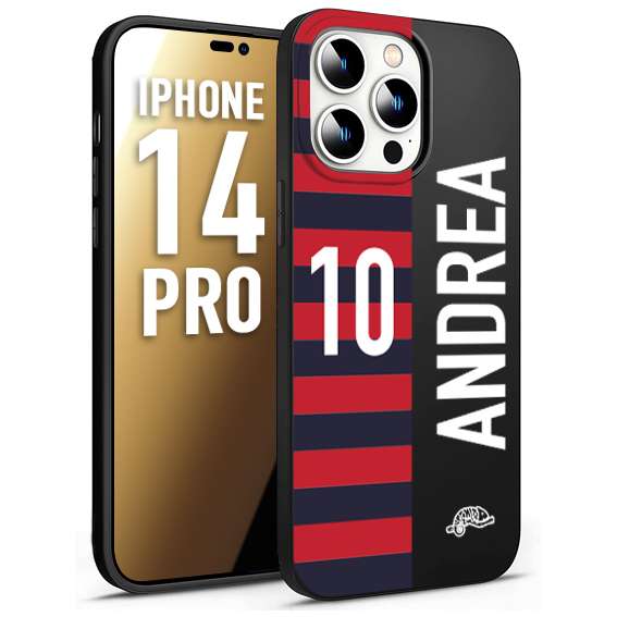 CUSTOMIZZA - Custodia cover nera morbida in tpu compatibile per iPhone 14 PRO personalizzata calcio football nome e numero calciatori rossoblu