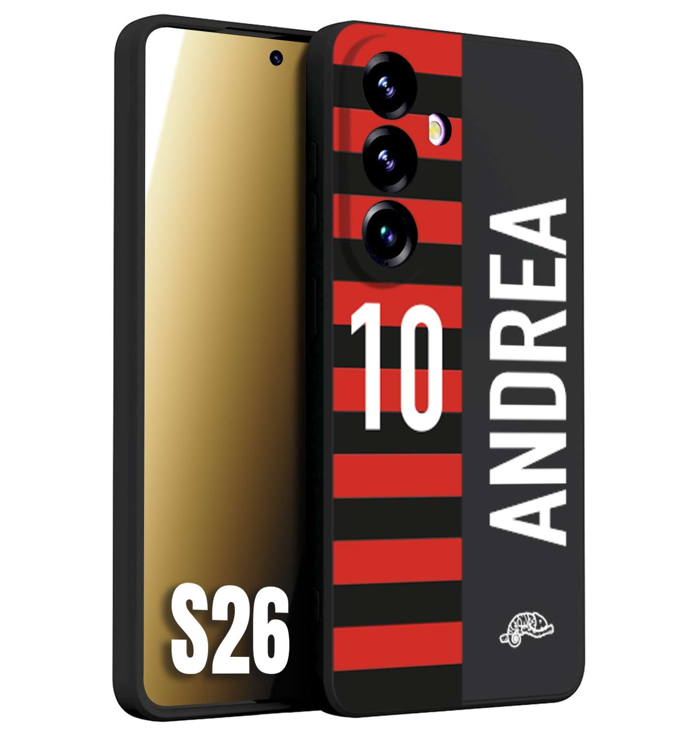CUSTOMIZZA - Custodia cover nera morbida in tpu compatibile per Samsung S26 personalizzata calcio football nome e numero calciatori rossonera