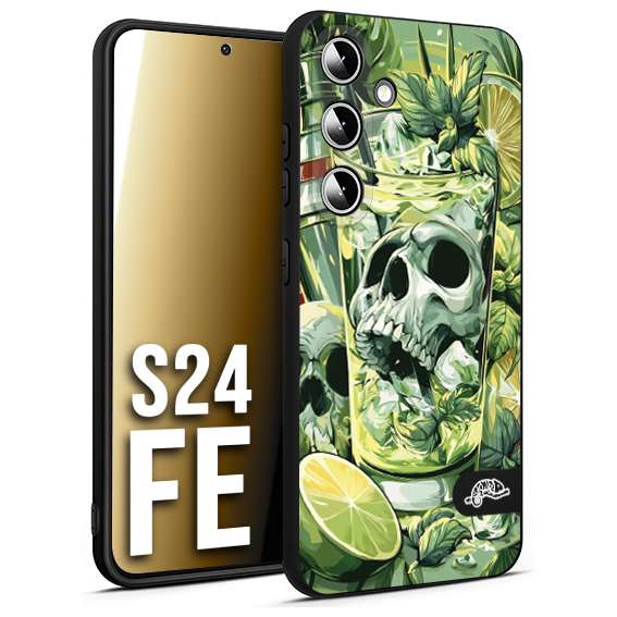 CUSTOMIZZA - Custodia cover nera morbida in tpu compatibile per Samsung S24 FE Mojito cocktail teschio illustrazione drink lime menta ghiacci tropicale street art