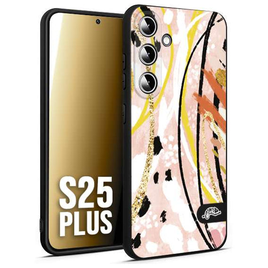 CUSTOMIZZA - Custodia cover nera morbida in tpu compatibile per Samsung S25 PLUS fiori astratti donna zebrato leopardato fantasia dorata gialla rosa colorata
