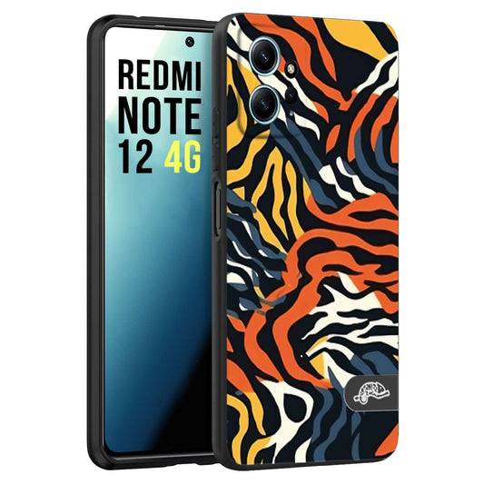 CUSTOMIZZA - Custodia cover nera morbida in tpu compatibile per Xiaomi Redmi Note 12 4G leopardato maculato tigrato tiger colorata gialla blu arancio
