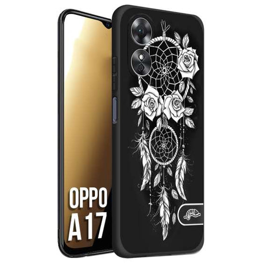 CUSTOMIZZA - Custodia cover nera morbida in tpu compatibile per Oppo A17 acchiappasogni dreamcatcher black and white bianco a rilievo disegnato tattoo tatuaggio