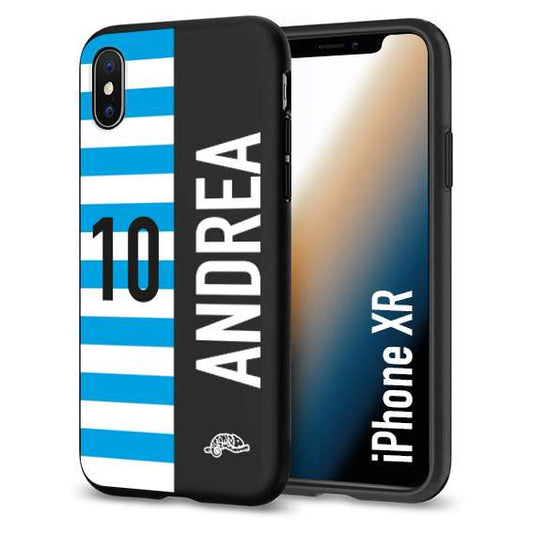 CUSTOMIZZA - Custodia cover nera morbida in tpu compatibile per iPhone Xr personalizzata calcio football nome e numero calciatori biancazzurri