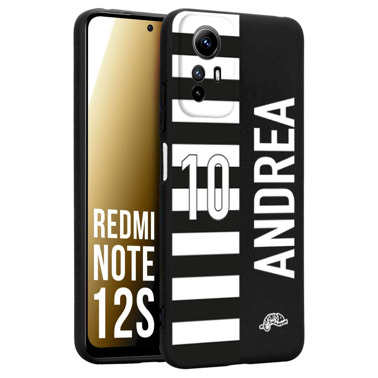 CUSTOMIZZA - Custodia cover nera morbida in tpu compatibile per Xiaomi Redmi Note 12S personalizzata calcio football nome e numero calciatori bianconera