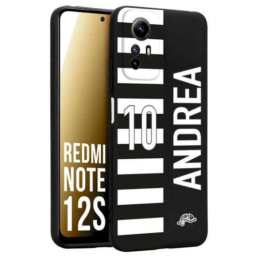 CUSTOMIZZA - Custodia cover nera morbida in tpu compatibile per Xiaomi Redmi Note 12S personalizzata calcio football nome e numero calciatori bianconera