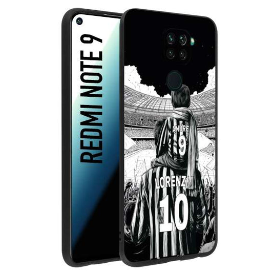 CUSTOMIZZA - Custodia cover nera morbida in tpu compatibile per Xiaomi Redmi Note 9 personalizzata calcio football nome e numero calciatori bianconeri bianca e nera