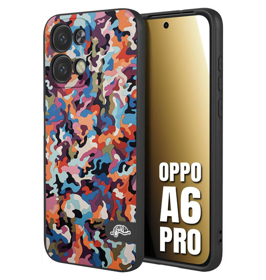 CUSTOMIZZA - Custodia cover nera morbida in tpu compatibile per Oppo A6 PRO camouflage mimetico militare moderno blu arancio rosa