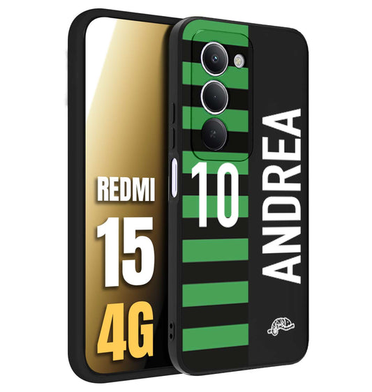 CUSTOMIZZA - Custodia cover nera morbida in tpu compatibile per Xiaomi Redmi 15 4G personalizzata calcio football nome e numero calciatori neroverde