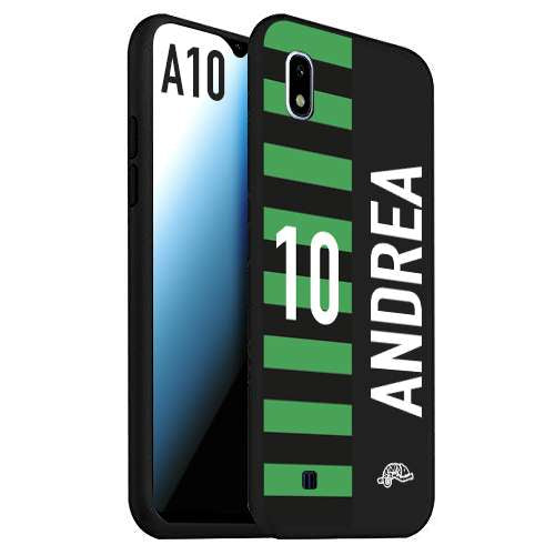 CUSTOMIZZA - Custodia cover nera morbida in tpu compatibile per Samsung A10 personalizzata calcio football nome e numero calciatori neroverde