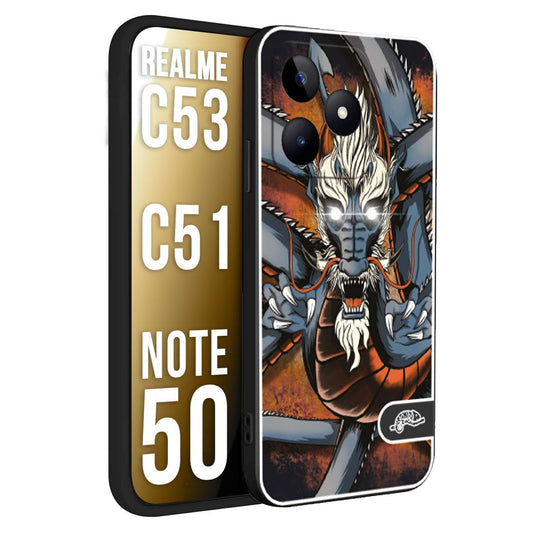 CUSTOMIZZA - Custodia cover nera morbida in tpu compatibile per Oppo Realme C53 - C51 - NOTE 50 drago giapponese tattoo japan dragon