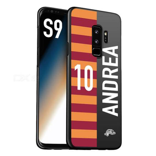 CUSTOMIZZA - Custodia cover nera morbida in tpu compatibile per Samsung S9 personalizzata calcio football nome e numero calciatori giallo rossi