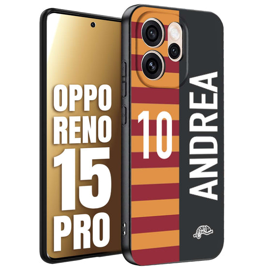 CUSTOMIZZA - Custodia cover nera morbida in tpu compatibile per Oppo Reno 15 PRO personalizzata calcio football nome e numero calciatori giallo rossi