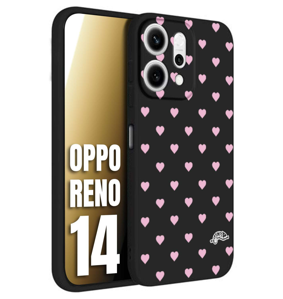 CUSTOMIZZA - Custodia cover nera morbida in tpu compatibile per Oppo Reno 14 cuori pois rosa su nero donna pin up vintage