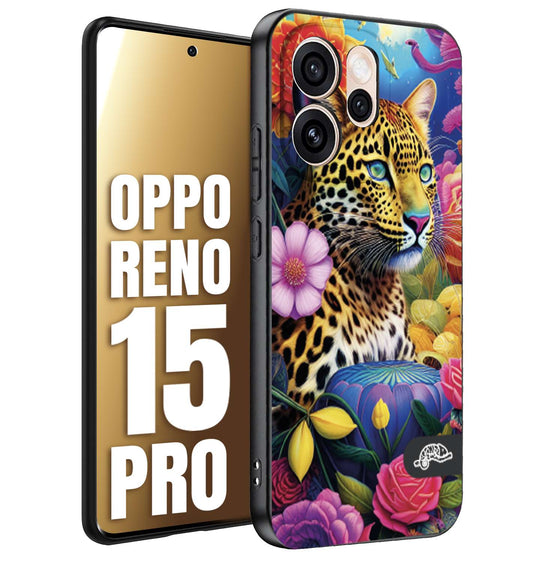 CUSTOMIZZA - Custodia cover nera morbida in tpu compatibile per Oppo Reno 15 PRO astratti donna flower fantasia leopardo ghepardo animali colorati
