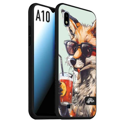 CUSTOMIZZA - Custodia cover nera morbida in tpu compatibile per Samsung A10 estate disegnata cocktails animali simpatici fox volpe negroni