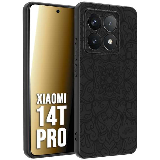 CUSTOMIZZA - Custodia cover nera morbida in tpu compatibile per Xiaomi 14T PRO mandala nero fiore vedo non vedo donna