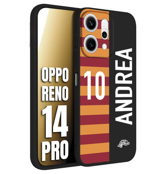CUSTOMIZZA - Custodia cover nera morbida in tpu compatibile per Oppo Reno 14 PRO personalizzata calcio football nome e numero calciatori giallo rossi
