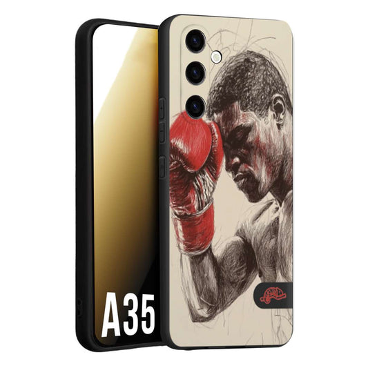 CUSTOMIZZA - Custodia cover nera morbida in tpu compatibile per Samsung A35 5G pugilato pugili disegno tattoo guantoni boxer pesi massimi